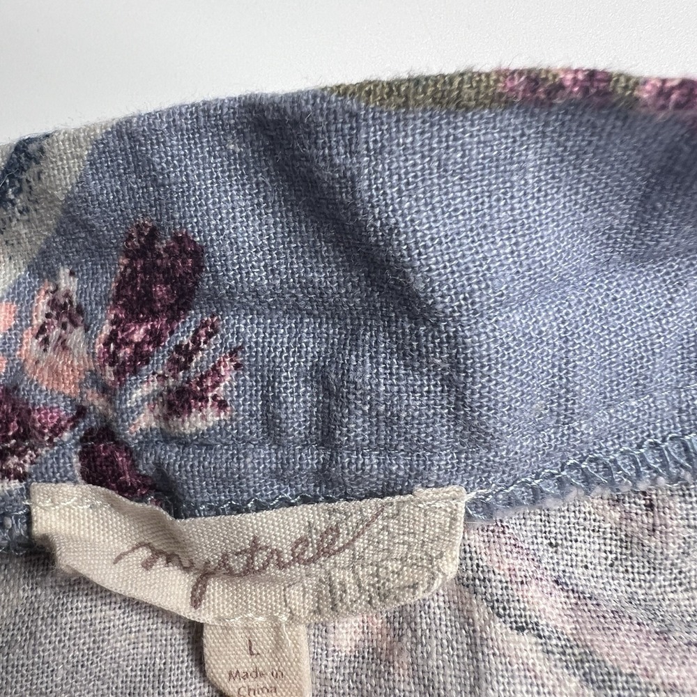 Mystree Linen Blend Midi Skirt Women L Floral Cottagecore Summer Peasant - Picture 5 of 10